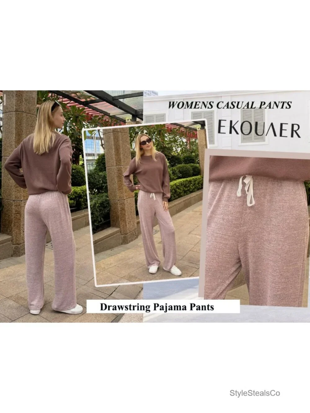 Wide Leg Lounge Sleep Pajama Pants with Pockets Soft Stretch